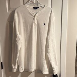 Men’s Polo by Ralph Lauren Polo White Long Sleeve Henley Shirt